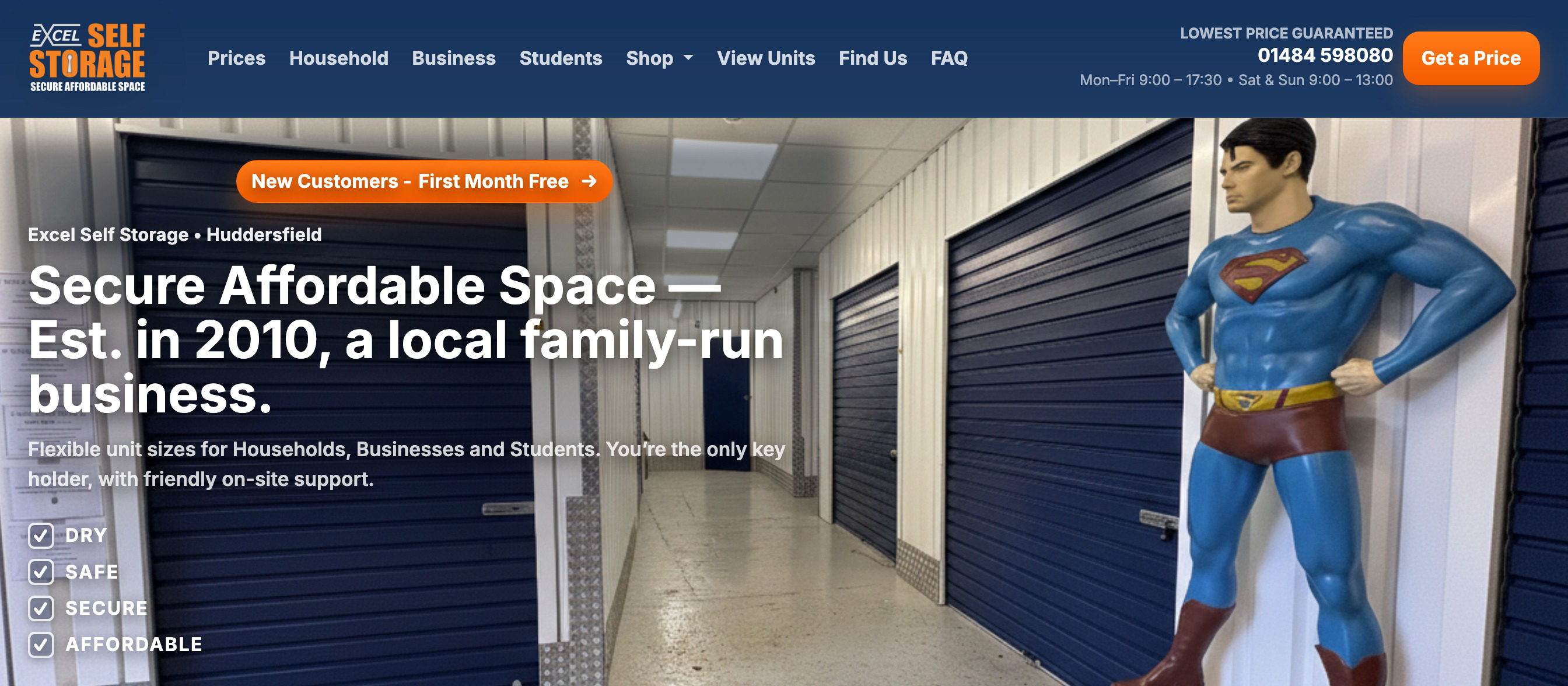 Excel Self Storage website preview